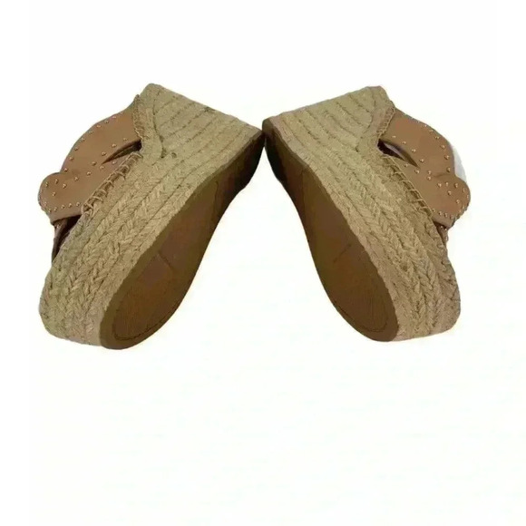 Marc Fisher Angelina Women's Tan Studded Espadrille Wedge Platform Size 10M New - Picture 7 of 11